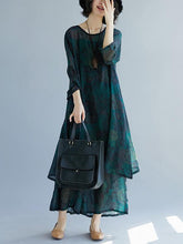 Chiffon Plus Size Loose Printed Leisure Suits